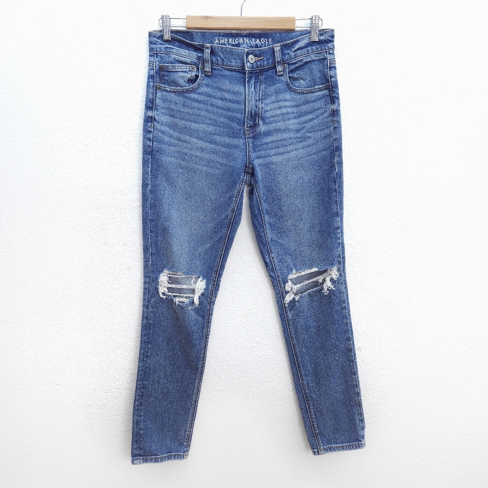 American Eagle 90s Skinny Stretch Jeans Distressed Medium Wash 6 Regular